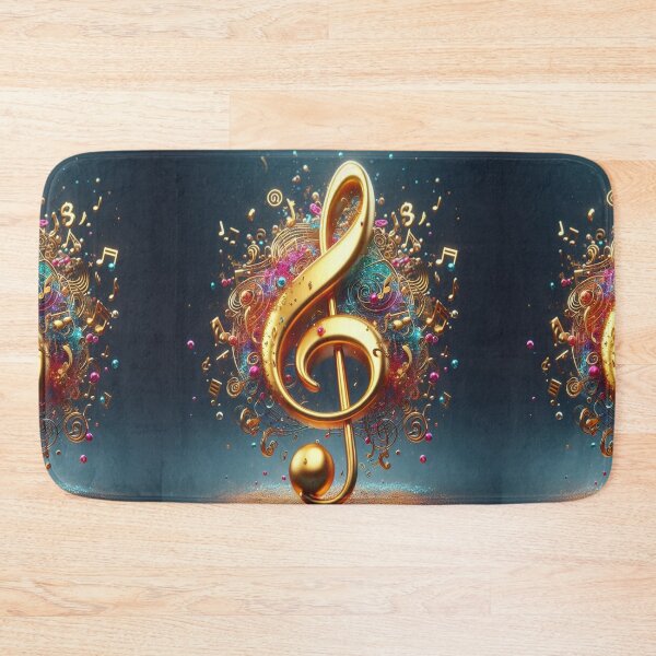 Item preview, Pretty In Pink & Turquoise A Gold Treble Clef  AI Generated designed and sold by BrightrDayMusicArt.