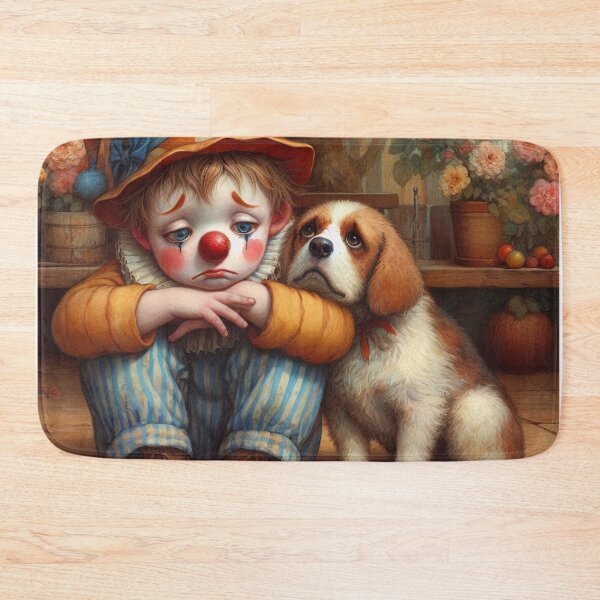 Item preview, Sad Boy Clown with a Dog  - Whimsical Clowns designed and sold by MarinaFila.