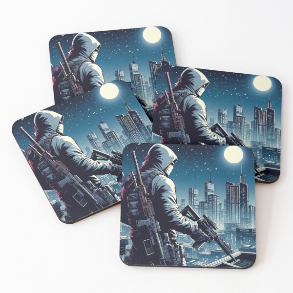 Item preview, Modern comic art, modern ninja with submachine gun designed and sold by Salimgor Hangaround Music.