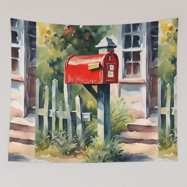 Item preview, Vintage Charm: Colorful Watercolor Mailbox designed and sold by REALDesign-Shop.