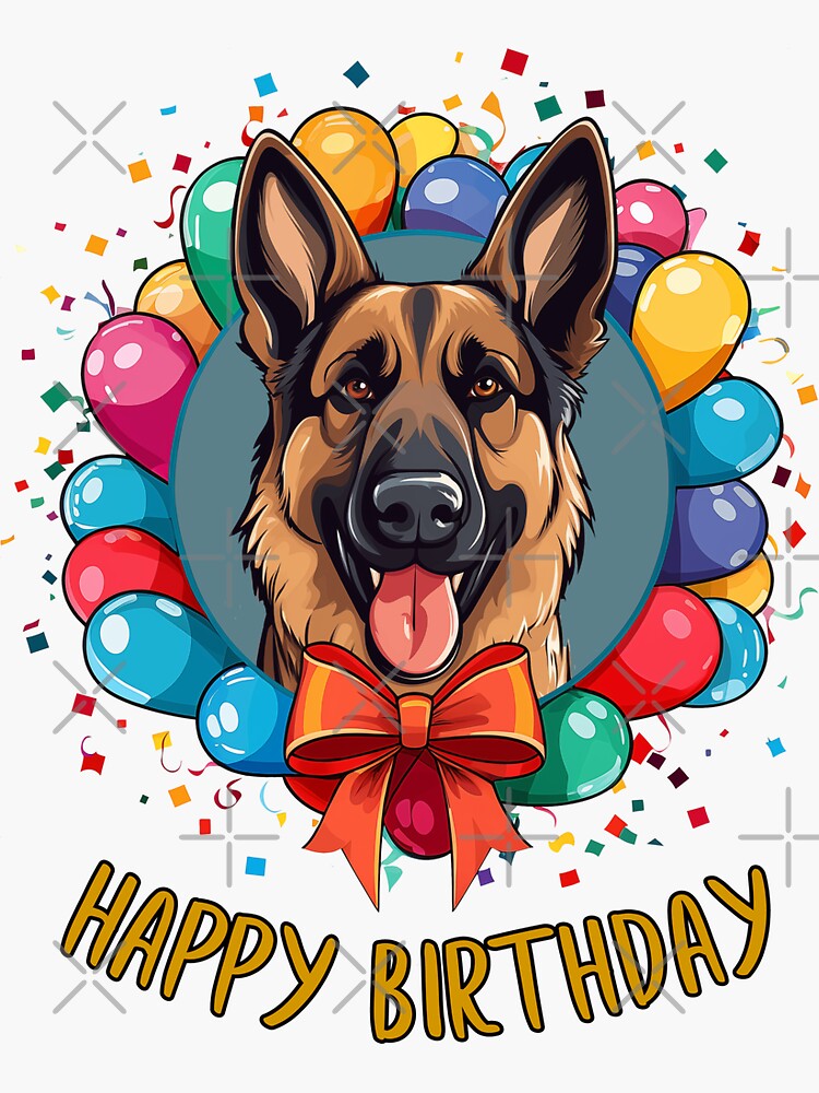 Birthday German Shepherd Dog Tan and Black Happy Birthday