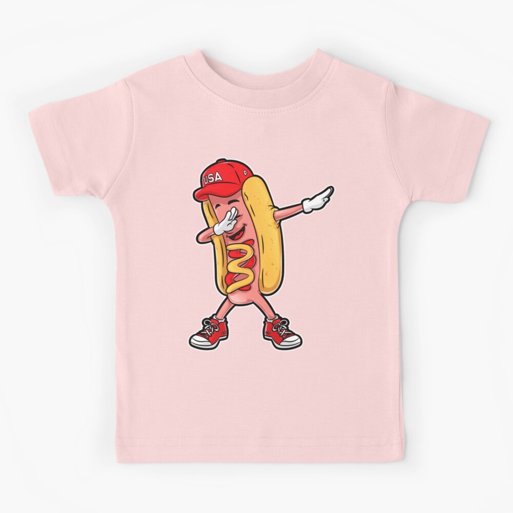 Hot dog Dabbing T shirt Funny Meme Hotdog Merica USA T-shirt Kids T-Shirt  for Sale by LiqueGifts