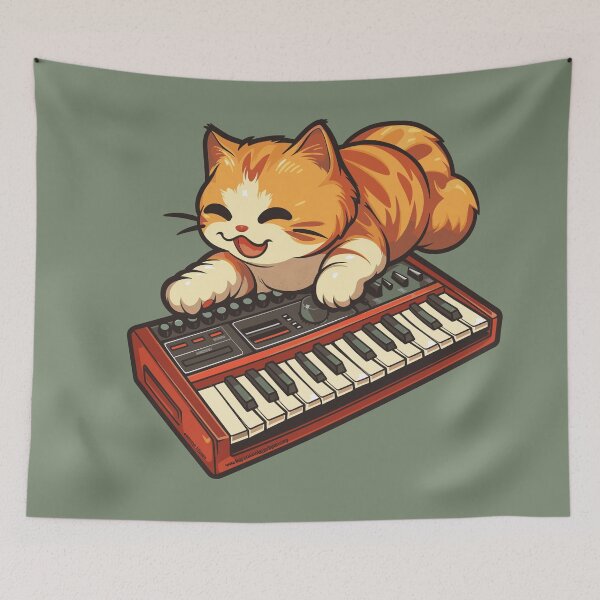 Item preview, Kawaii Cat & Vintage Synthesizer designed and sold by Sitchko.