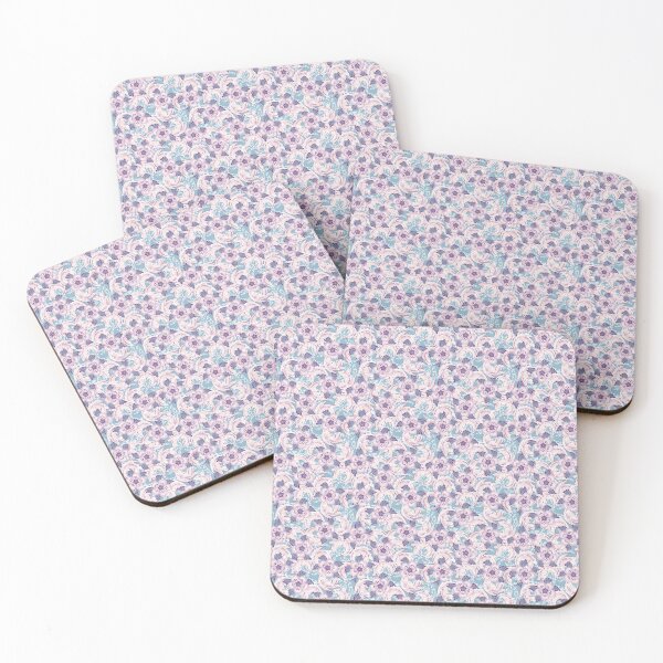 Item preview, Whirlwinds of flowers, Lilac-pink on a blue background designed and sold by Alex  Blud.