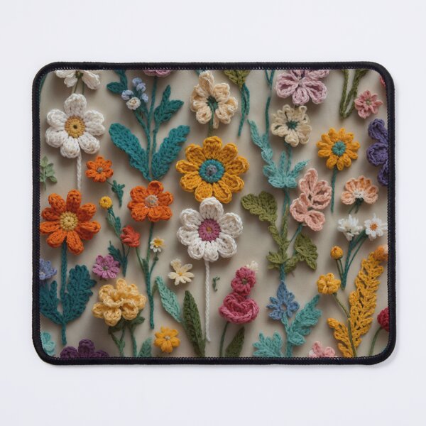 Item preview, Whimsical Colorful 3D Crochet Flowers Art Design designed and sold by jukara4488.
