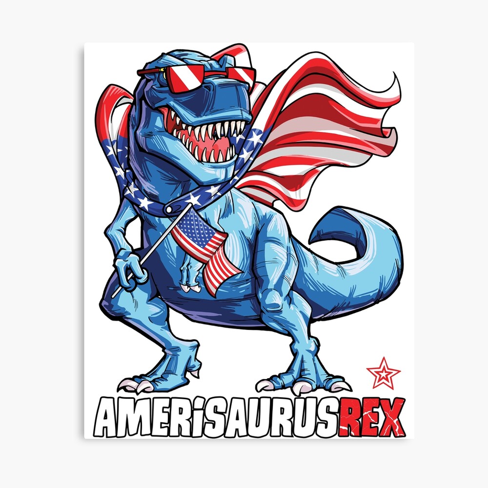 dinosaur american flag t shirt 4th of july amerisaurus t rex canvas