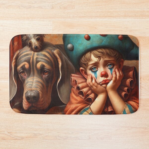 Item preview, Sad Boy Clown with a Dog  - Whimsical Clowns designed and sold by MarinaFila.