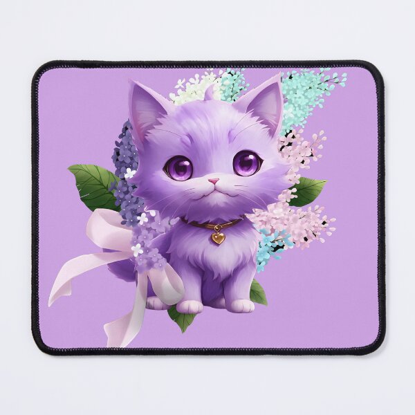 Item preview, Cute purple Cat and Lilacs designed and sold by Paxy Designs.