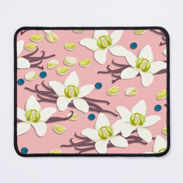 Item preview, Delicate flowers and fragrant vanilla pods, Pink background designed and sold by Alex  Blud.