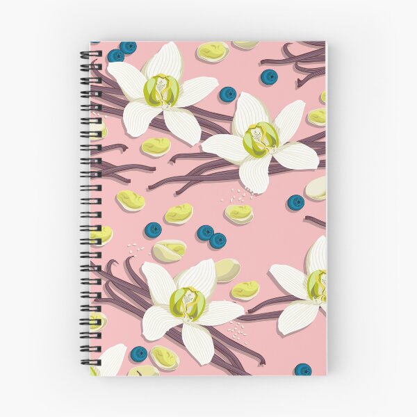 Item preview, Delicate flowers and fragrant vanilla pods, Pink background designed and sold by Alex  Blud.