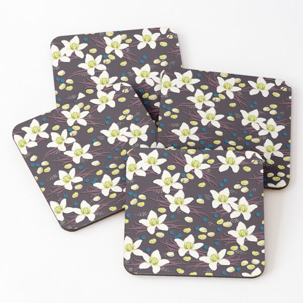 Item preview, Delicate flowers and fragrant vanilla pods, Black background designed and sold by Alex  Blud.