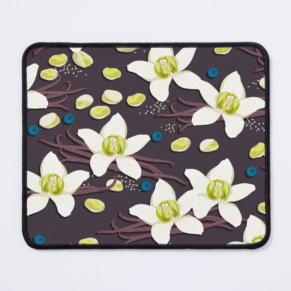 Item preview, Delicate flowers and fragrant vanilla pods, Black background designed and sold by Alex  Blud.
