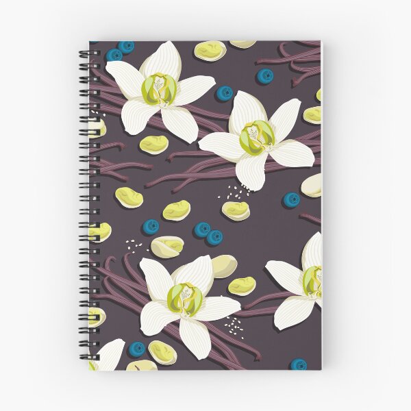 Item preview, Delicate flowers and fragrant vanilla pods, Black background designed and sold by Alex  Blud.