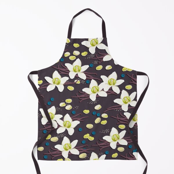 Item preview, Delicate flowers and fragrant vanilla pods, Black background designed and sold by Alex Blud.