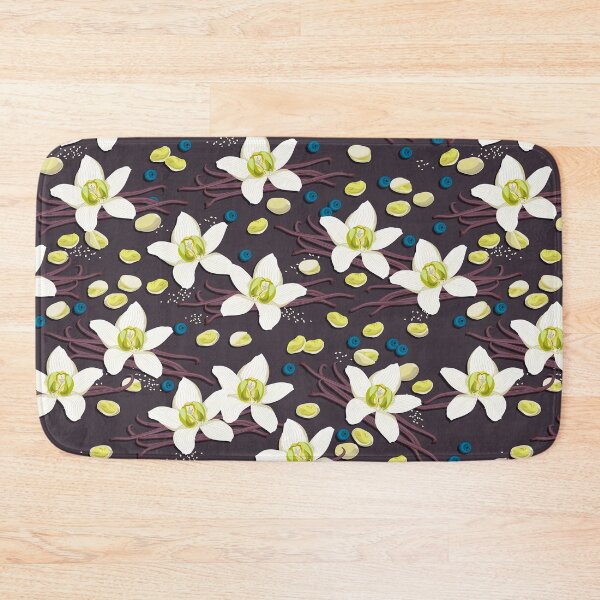 Item preview, Delicate flowers and fragrant vanilla pods, Black background designed and sold by Alex  Blud.