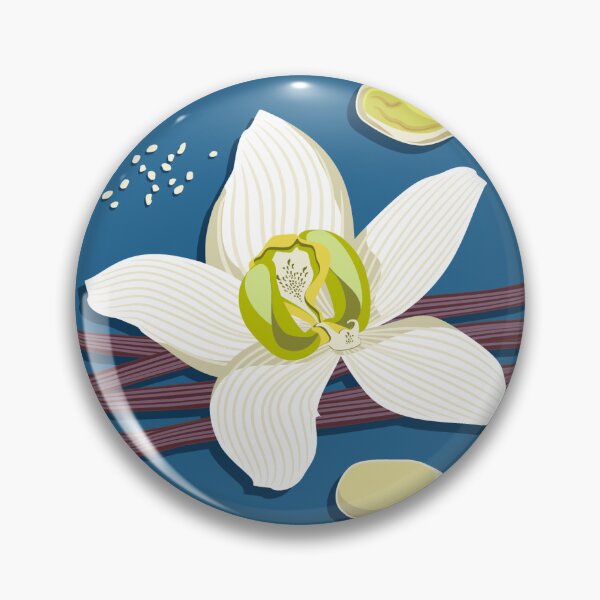 Item preview, Delicate flowers and fragrant vanilla pods, Blue background designed and sold by Alex  Blud.