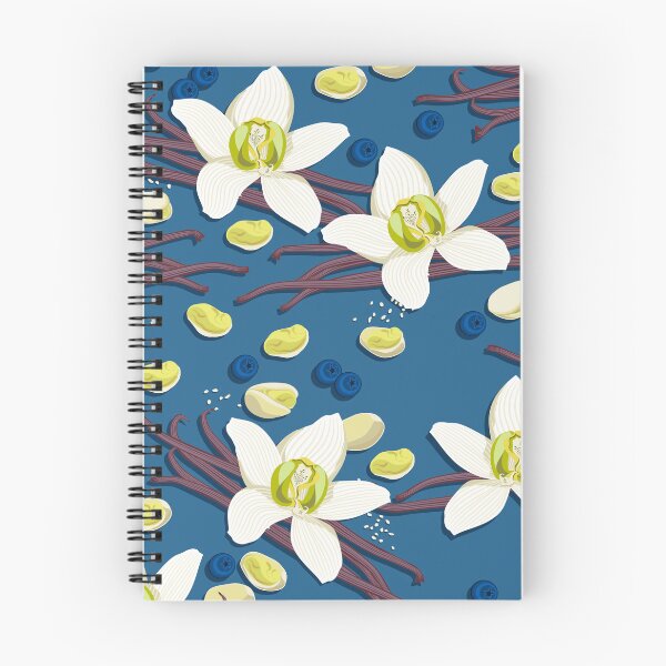 Item preview, Delicate flowers and fragrant vanilla pods, Blue background designed and sold by Alex  Blud.