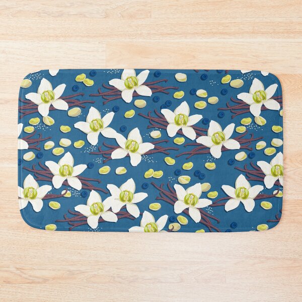 Item preview, Delicate flowers and fragrant vanilla pods, Blue background designed and sold by Alex  Blud.