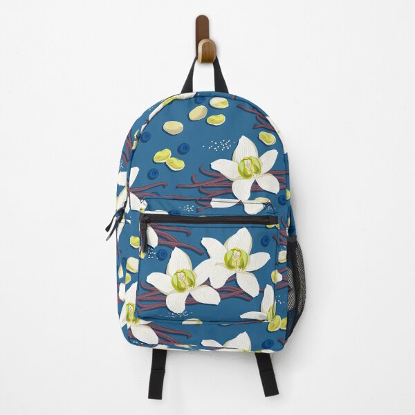 Item preview, Delicate flowers and fragrant vanilla pods, Blue background designed and sold by Alex  Blud.