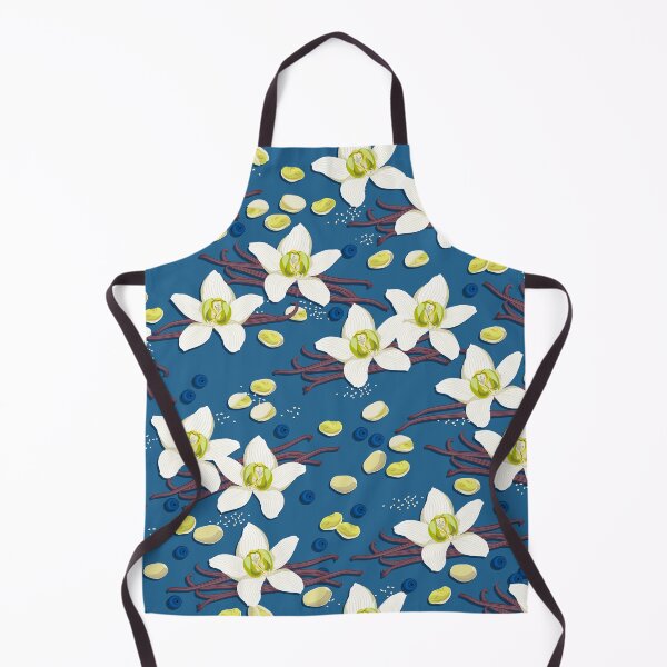Item preview, Delicate flowers and fragrant vanilla pods, Blue background designed and sold by Alex Blud.