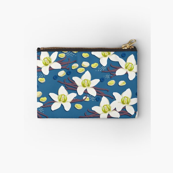 Item preview, Delicate flowers and fragrant vanilla pods, Blue background designed and sold by Alex  Blud.