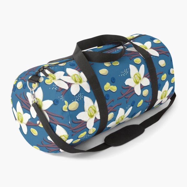 Item preview, Delicate flowers and fragrant vanilla pods, Blue background designed and sold by Alex  Blud.