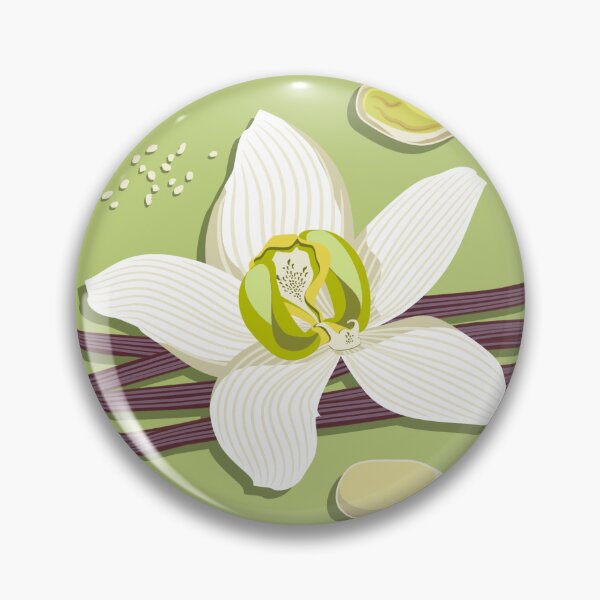 Item preview, Delicate flowers and fragrant vanilla pods, Green background designed and sold by Alex  Blud.