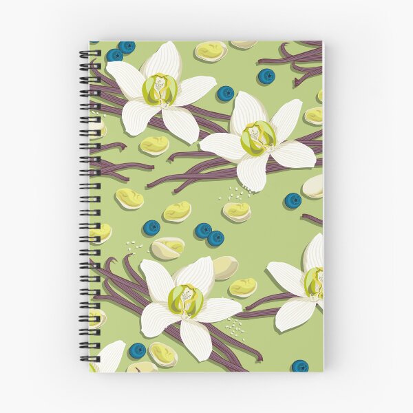 Item preview, Delicate flowers and fragrant vanilla pods, Green background designed and sold by Alex  Blud.