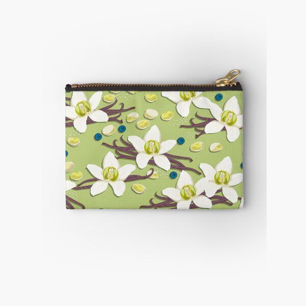 Item preview, Delicate flowers and fragrant vanilla pods, Green background designed and sold by Alex  Blud.