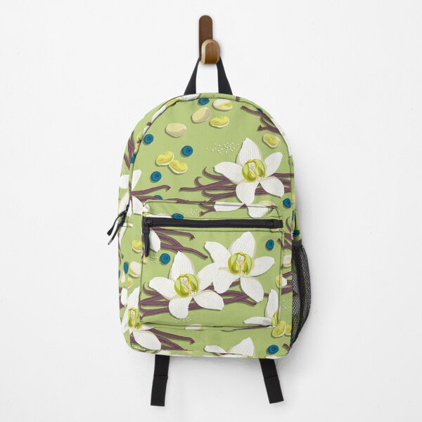 Item preview, Delicate flowers and fragrant vanilla pods, Green background designed and sold by Alex  Blud.
