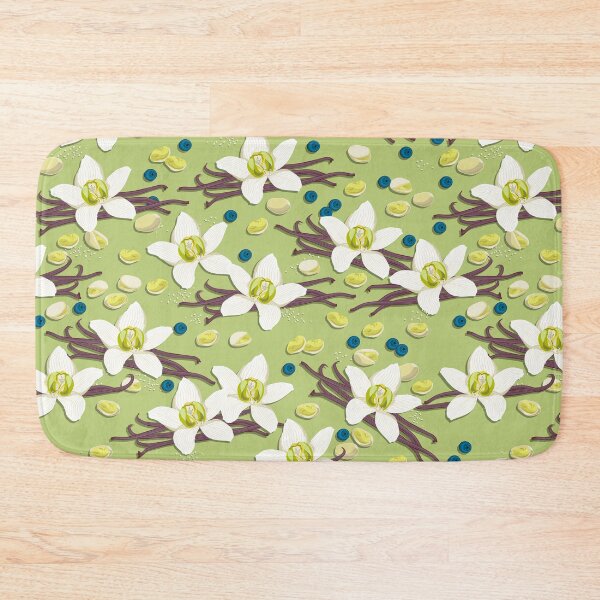 Item preview, Delicate flowers and fragrant vanilla pods, Green background designed and sold by Alex  Blud.