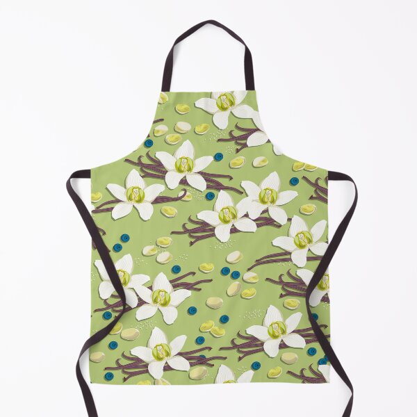 Item preview, Delicate flowers and fragrant vanilla pods, Green background designed and sold by Alex Blud.