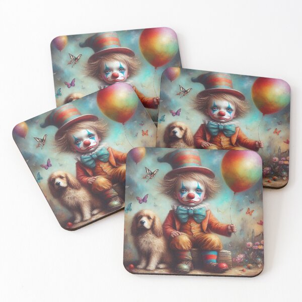Item preview, Sad Boy Clown with a Dog  - Whimsical Clowns designed and sold by MarinaFila.