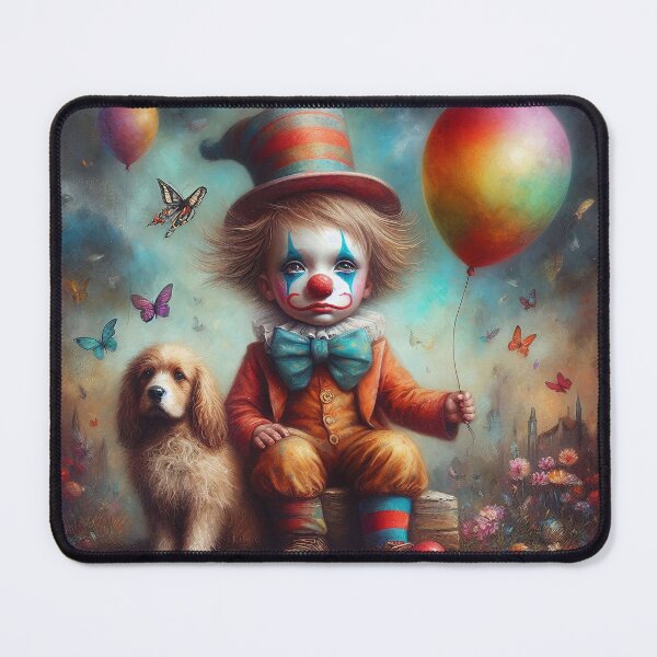 Item preview, Sad Boy Clown with a Dog - Whimsical Clowns designed and sold by MarinaFila.