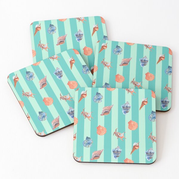 Item preview, Teal Shells Stripes designed and sold by MaiZephyr.