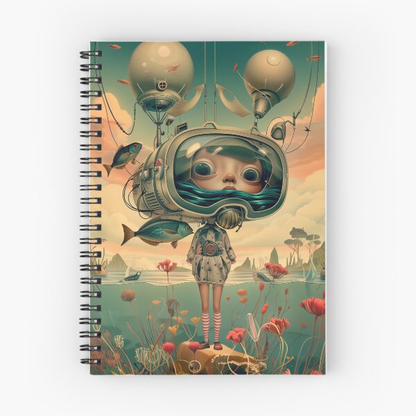 Item preview, Retro-futuristic and poetic illustration of a girl with a bubble helmet designed and sold by David-CoBo.