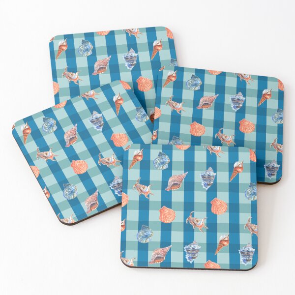 Item preview, Deep Blue Seashell Plaid designed and sold by MaiZephyr.