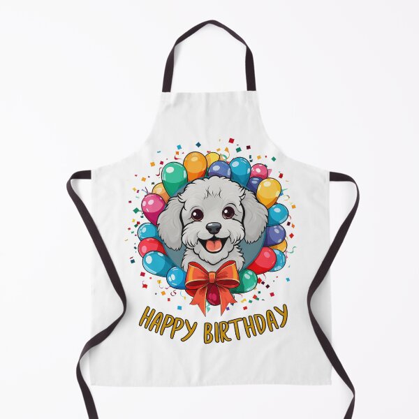 Aperçu de l'œuvre Anniversaire Caniche Chien - Blanc - Gris Clair - Joyeux Anniversaire ! créée et vendue par wotsthis.