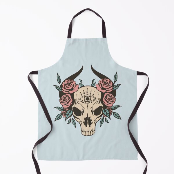 Item preview, Floral skull with horns designed and sold by MonochromeEcho.