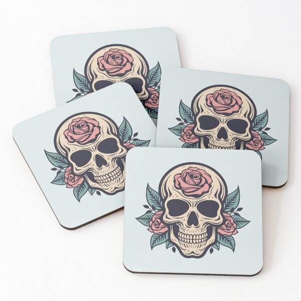 Item preview, Floral skull with roses designed and sold by MonochromeEcho.