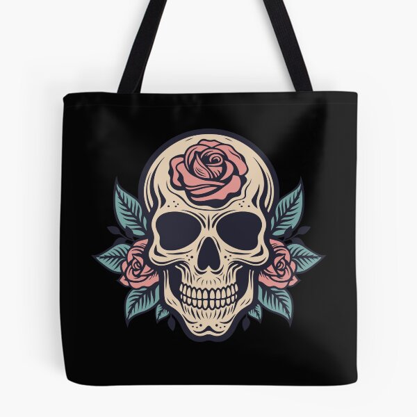 Item preview, Floral skull with roses designed and sold by MonochromeEcho.