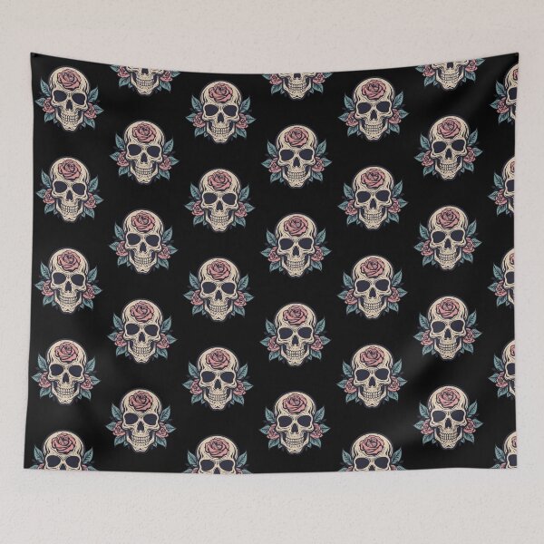 Item preview, Floral skull with roses designed and sold by MonochromeEcho.