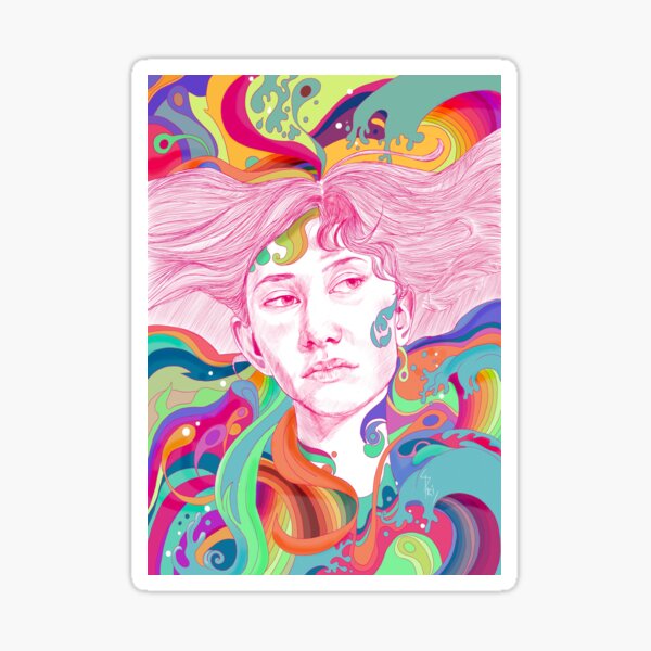 Portrait de femme psychédélique Sticker
