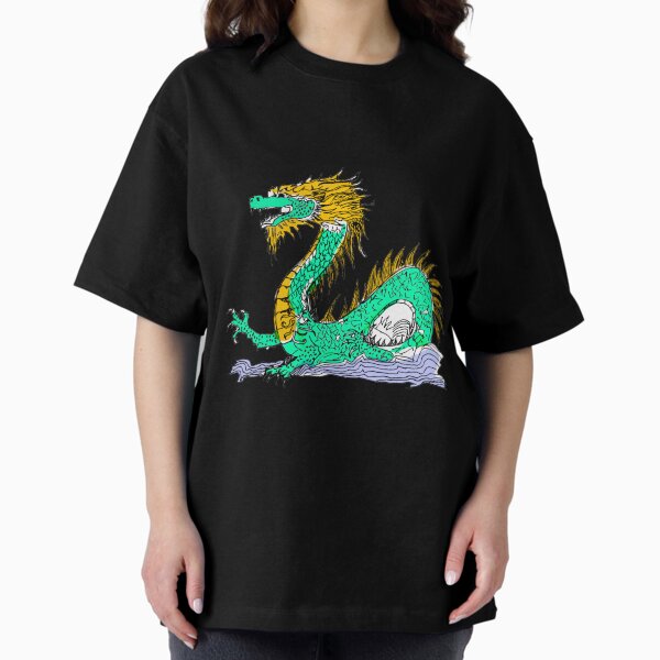 Eastern Dragon Sketch, Colored Oversized T-Shirt