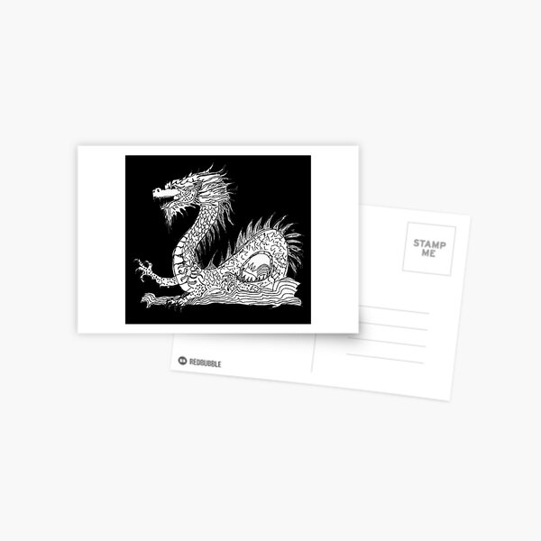 Eastern Dragon Art, Black and White Postcard