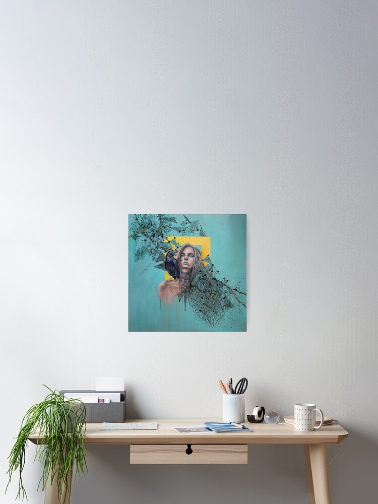 Aperçu 1 sur 3. Poster avec l'œuvre La femme au corbeau créée et vendue par Aldarane.