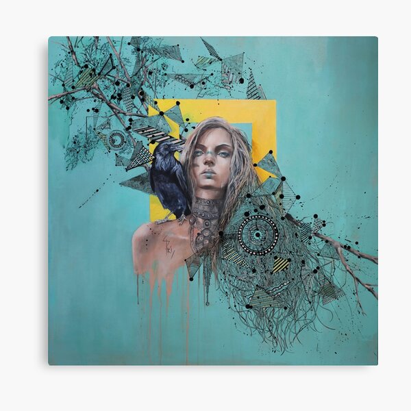 La femme au corbeau Impression sur toile