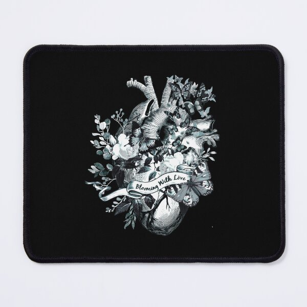 Item preview, Blooming with love, floral Heart Human Anatomy butterflies, Blue momocrome, vintage style for human anatomy designed and sold by Collagedream.