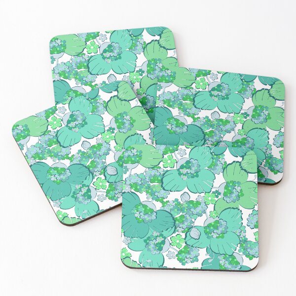 Item preview, Abstract flowers, Green-turquoise on a white background designed and sold by Alex  Blud.