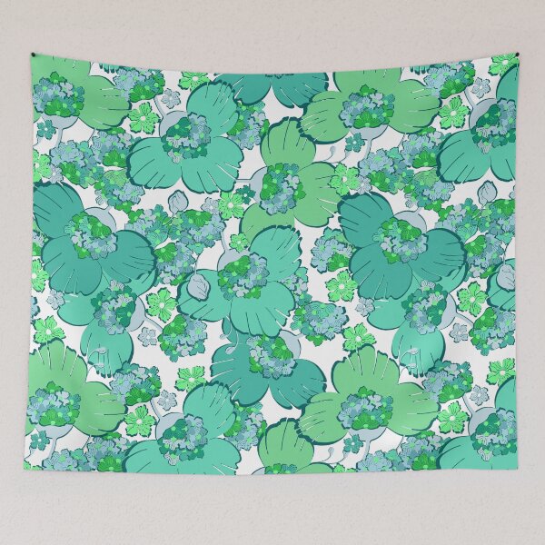 Item preview, Abstract flowers, Green-turquoise on a white background designed and sold by Alex  Blud.
